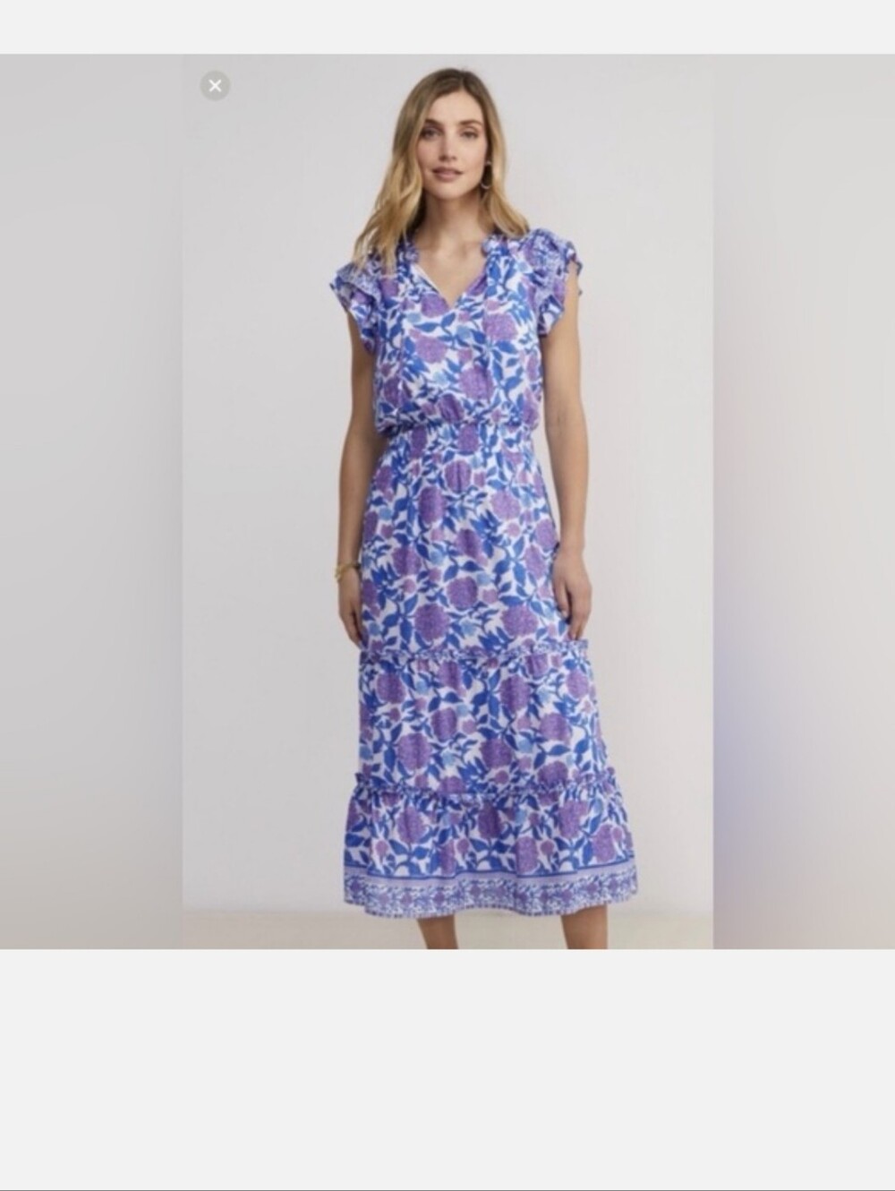 Vineyard Vines  V-Neck Maxi Dress in Purple and Blue L